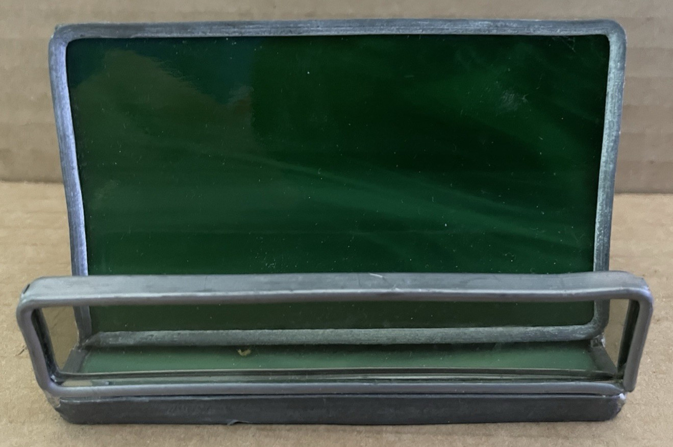 Vintage LEADED GLASS Business Card Holder SHARP 2004 National Dealers Meeting
