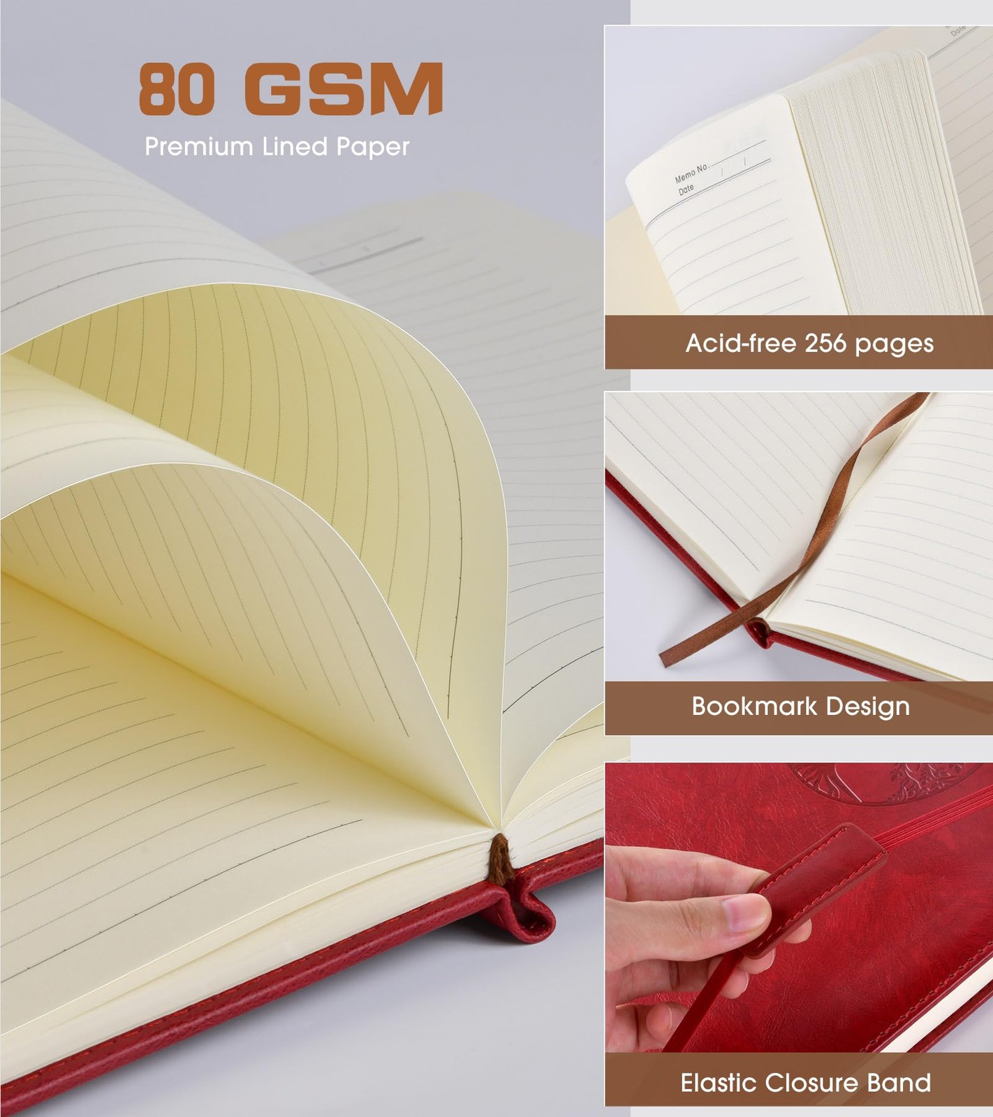 A5 Lined Journal Notebook Vintage Leather 256 Thick Pages for Writing