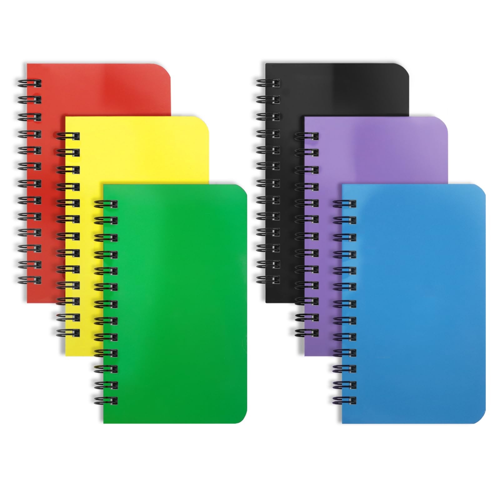 KTOJOY 6 Pack Small Spiral Notebook Pocket 3×5 Notepads COLOR