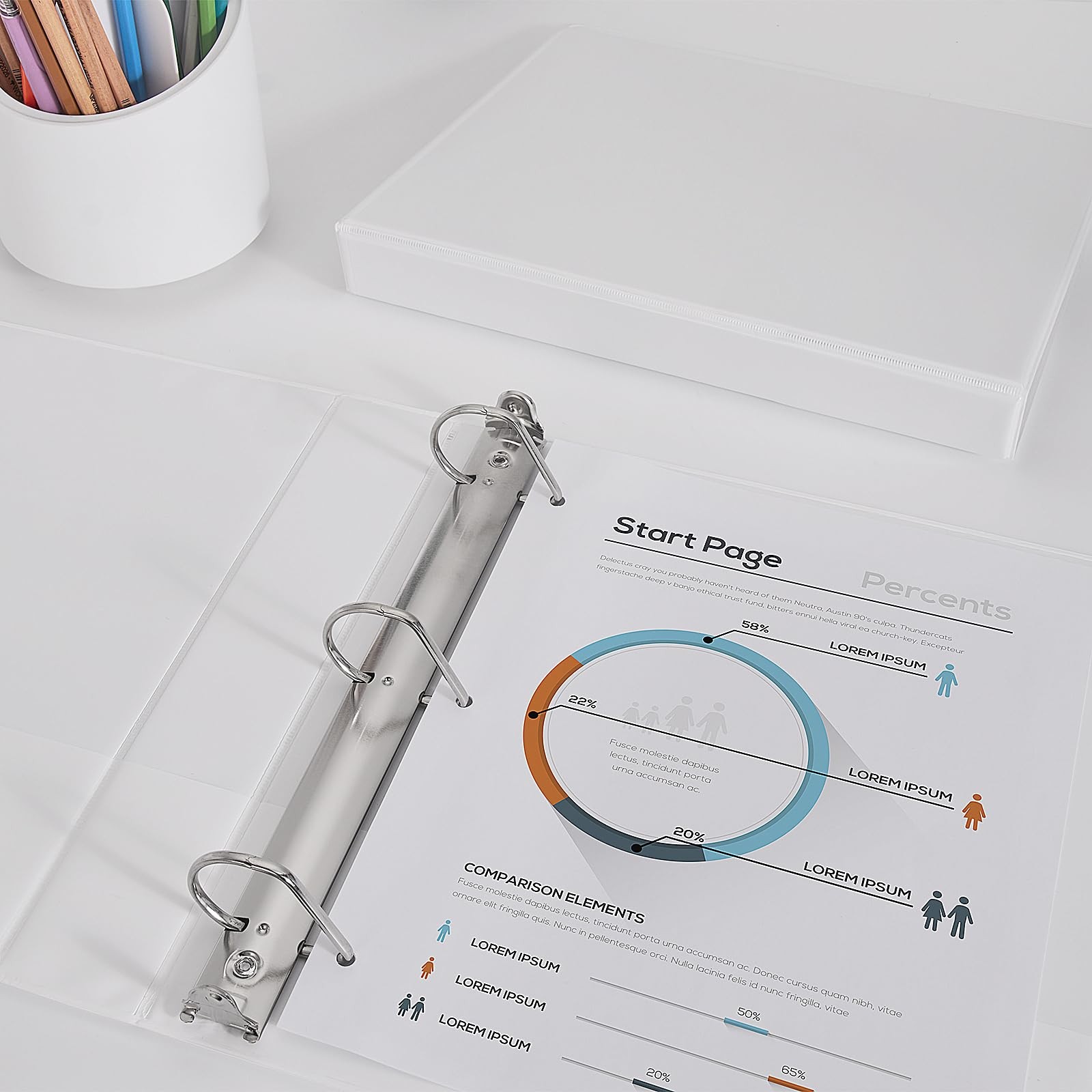D-Ring Basic View Binder 1 inch 3 Ring Binders, 2.4mm-Thick, Hold 225 Sheets …