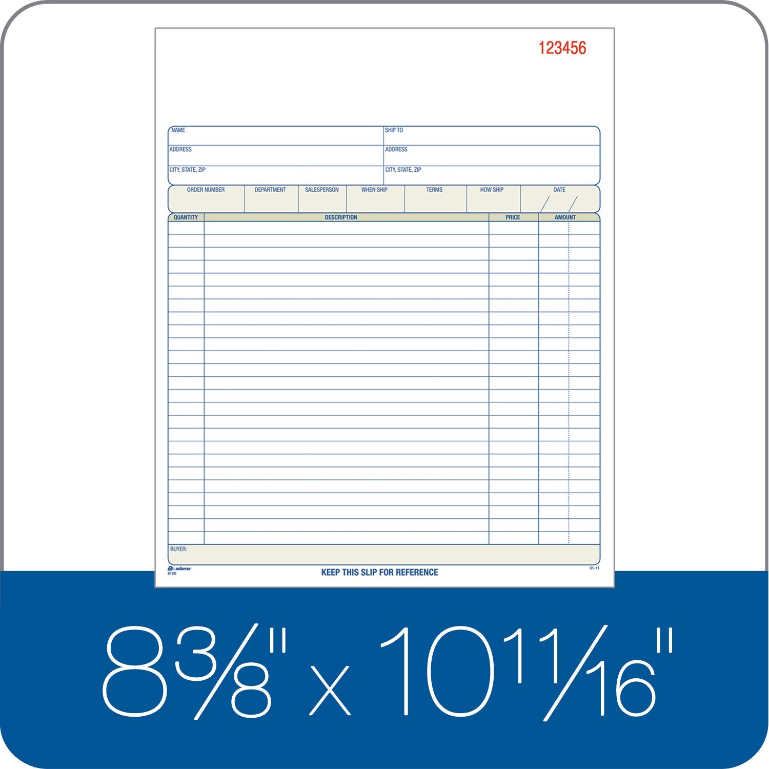 Adams Order Book, Carbonless, White/Canary/Pink, 3-Part, 8-3/8 x 10-11/16 Inches