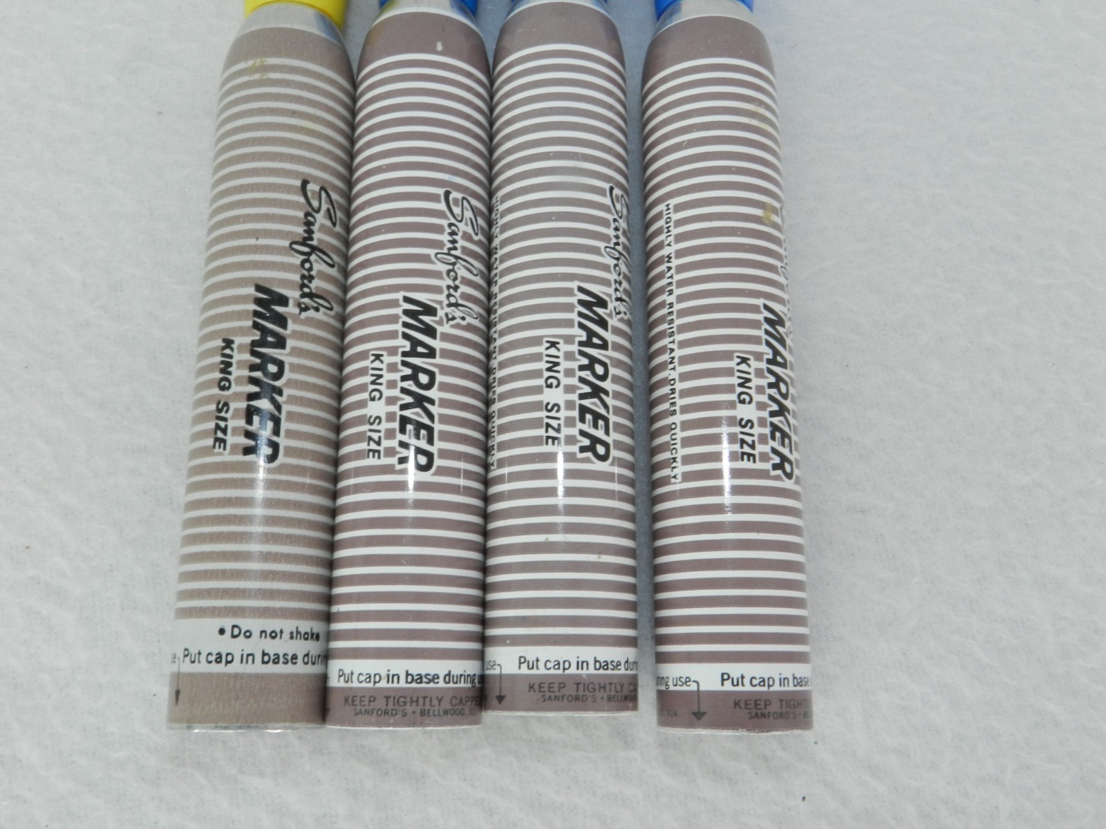 Lot of 4 Vintage Blue (3) & Yellow (1) Sanford King Size Marker Permanent Ink