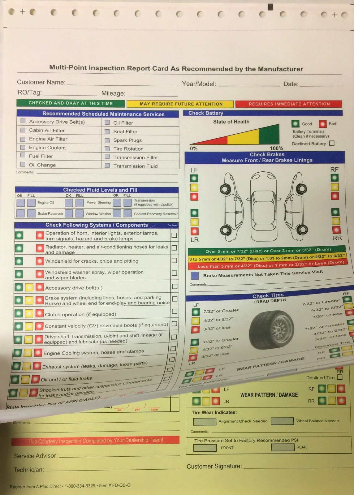 Multi Point Inspection Form 2 Part – FD-QC-O (P8)