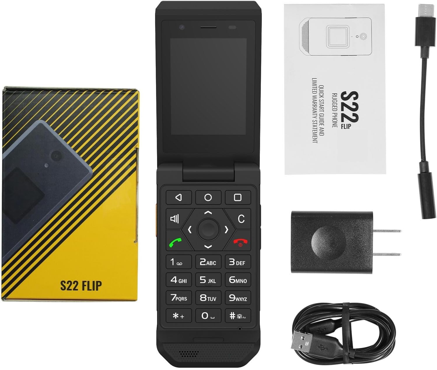 Unifone S22 Rugged Flip Phone Unlocked (16GB) 4G LTE GSM IP68 Water Resistant