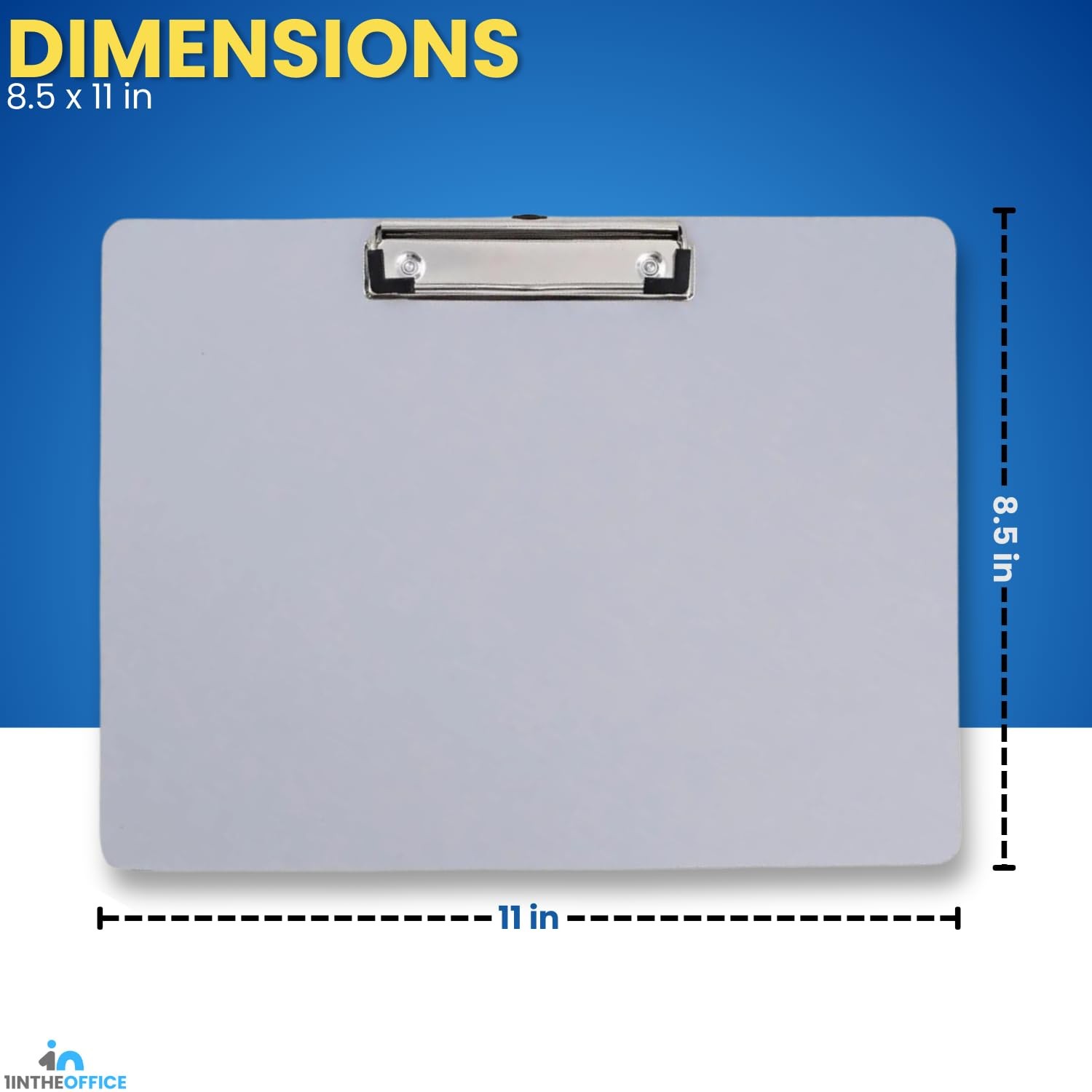 2 Pack Silver Plastic Horizontal Landscape Clipboard 8.5×11 In Letter Size