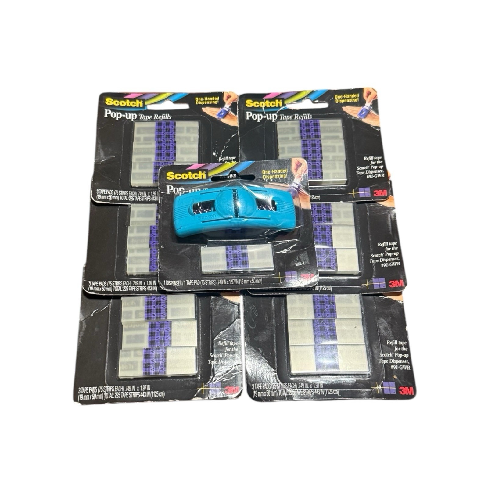 Scotch Pop-Up Tape Dispenser & Refill Pads Gift Wrap 1425 Tape Strips Sealed