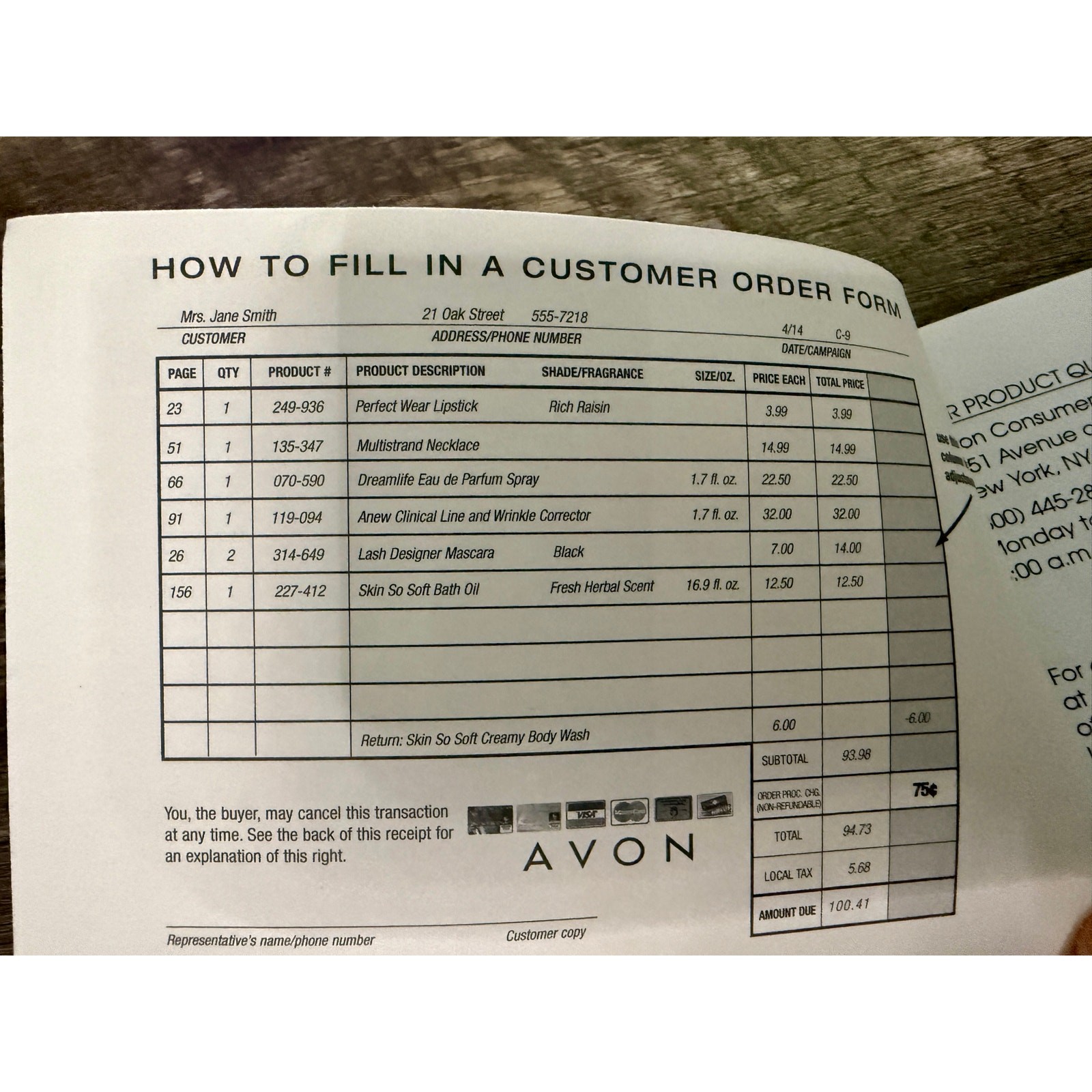 Avon Order Receipt Books “Let’s Talk Orders” 79664-9 Carbon Copy Discontinued-
