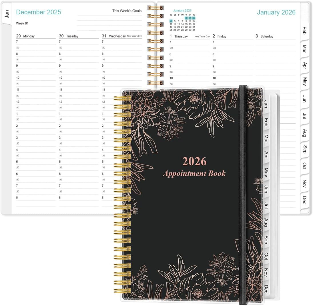 2026 Appointment Book – 2026 Daily Hourly Planner from January 2026 – December 2