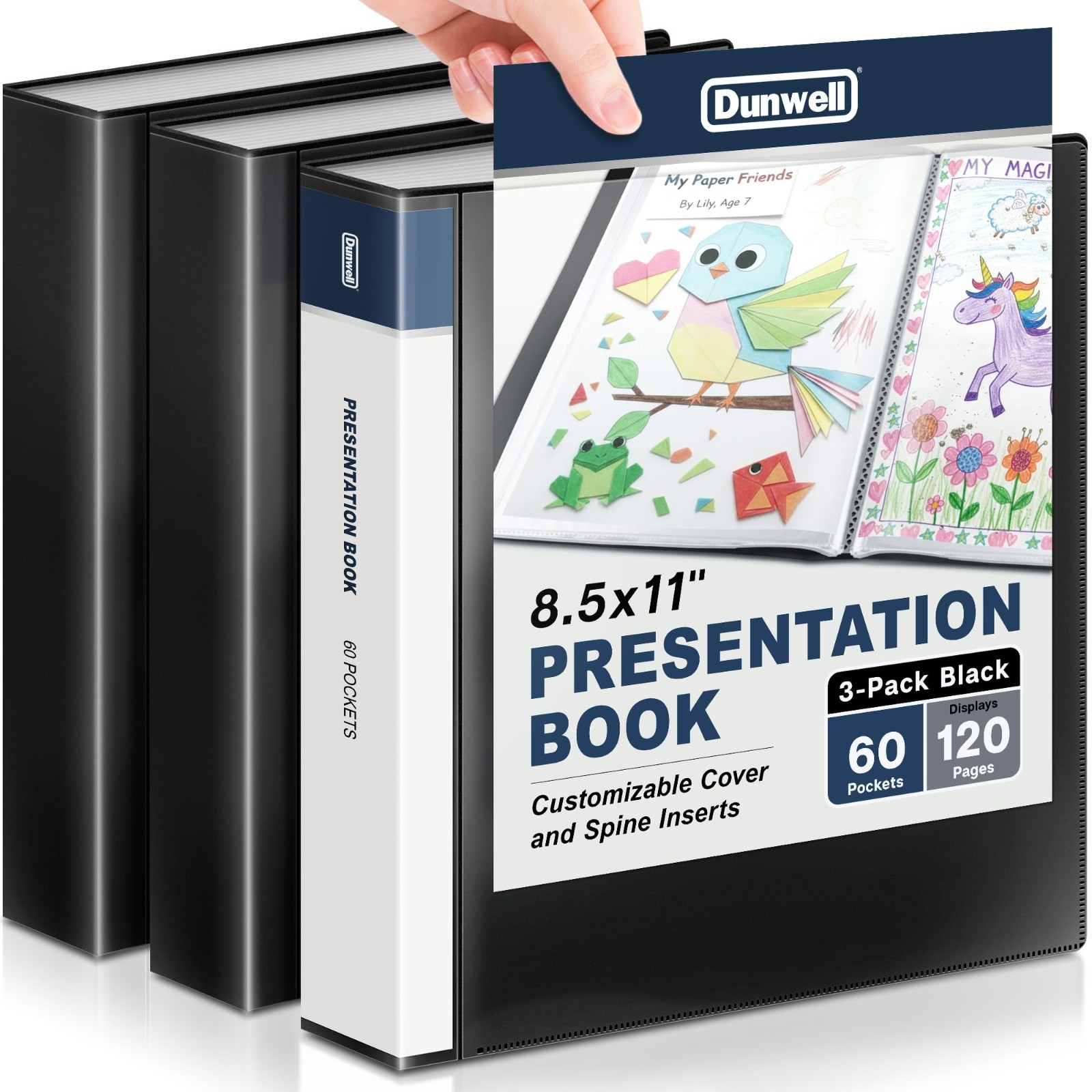 60-Pocket Presentation Binder, 120 Pages, 8.5×11 Organizer for Documents, Photos