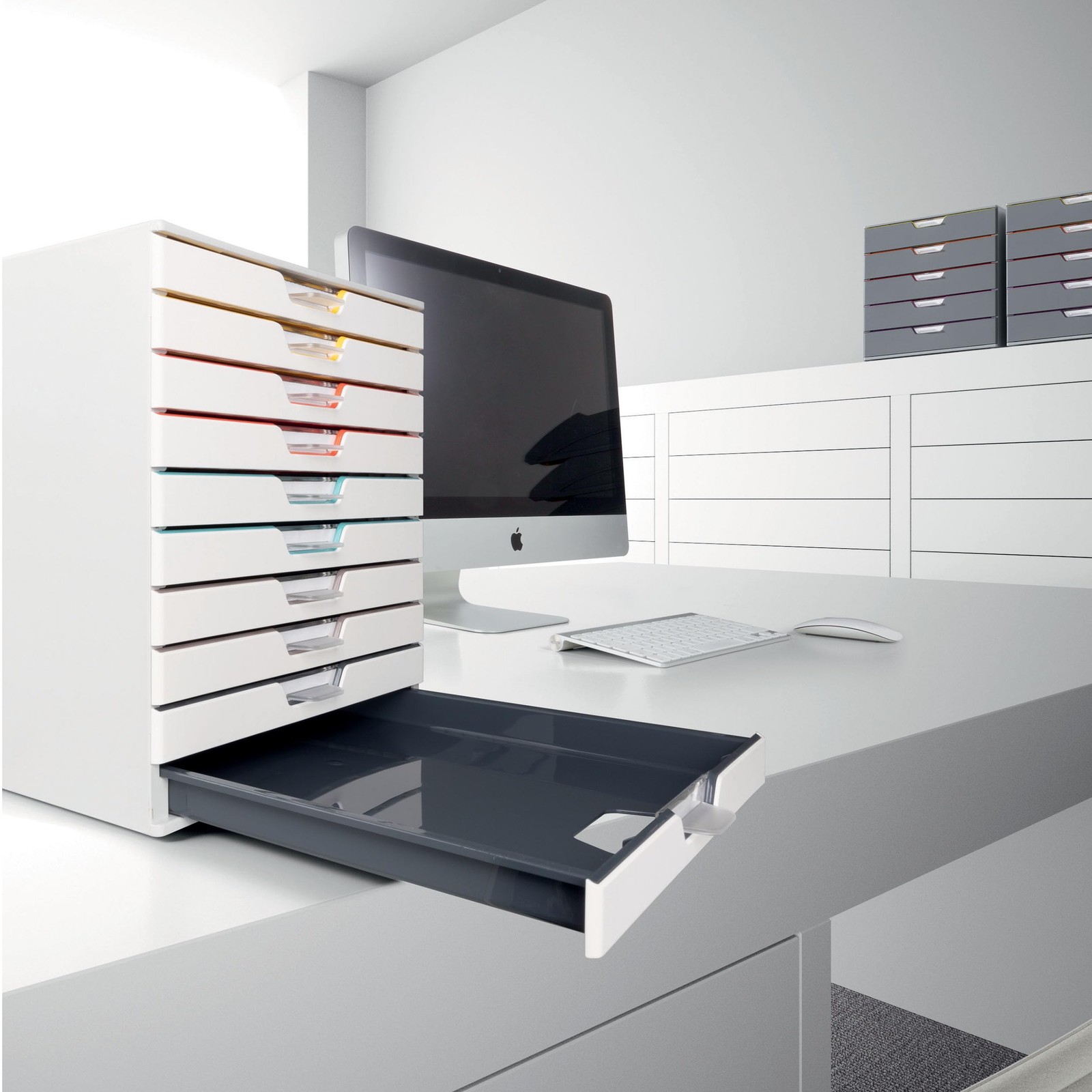 VARICOLOR 10 Drawer Unit – White Desktop Drawer Set with 10 Color Coded Draws…