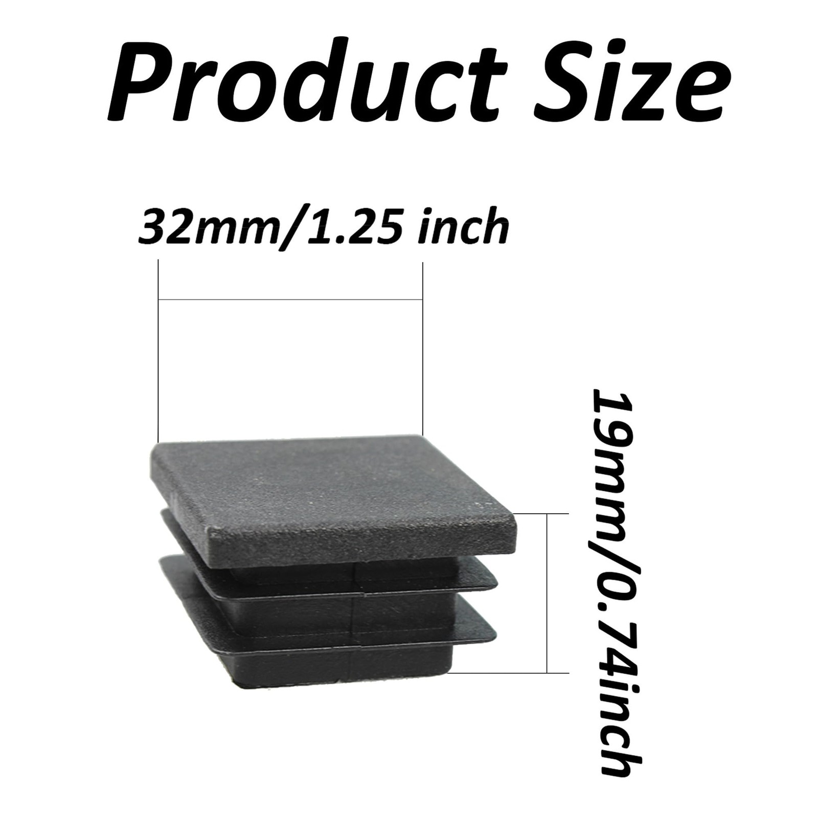 PDETVEO 12 PCS 1 1/4 Inch Square Plastic End Caps, 1 Square, Black