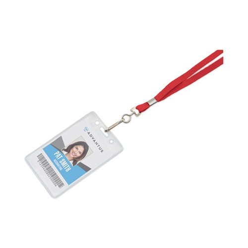 Advantus Deluxe Lanyards, Metal J-Hook Fastener, 36″ Long, Red, 24/Box