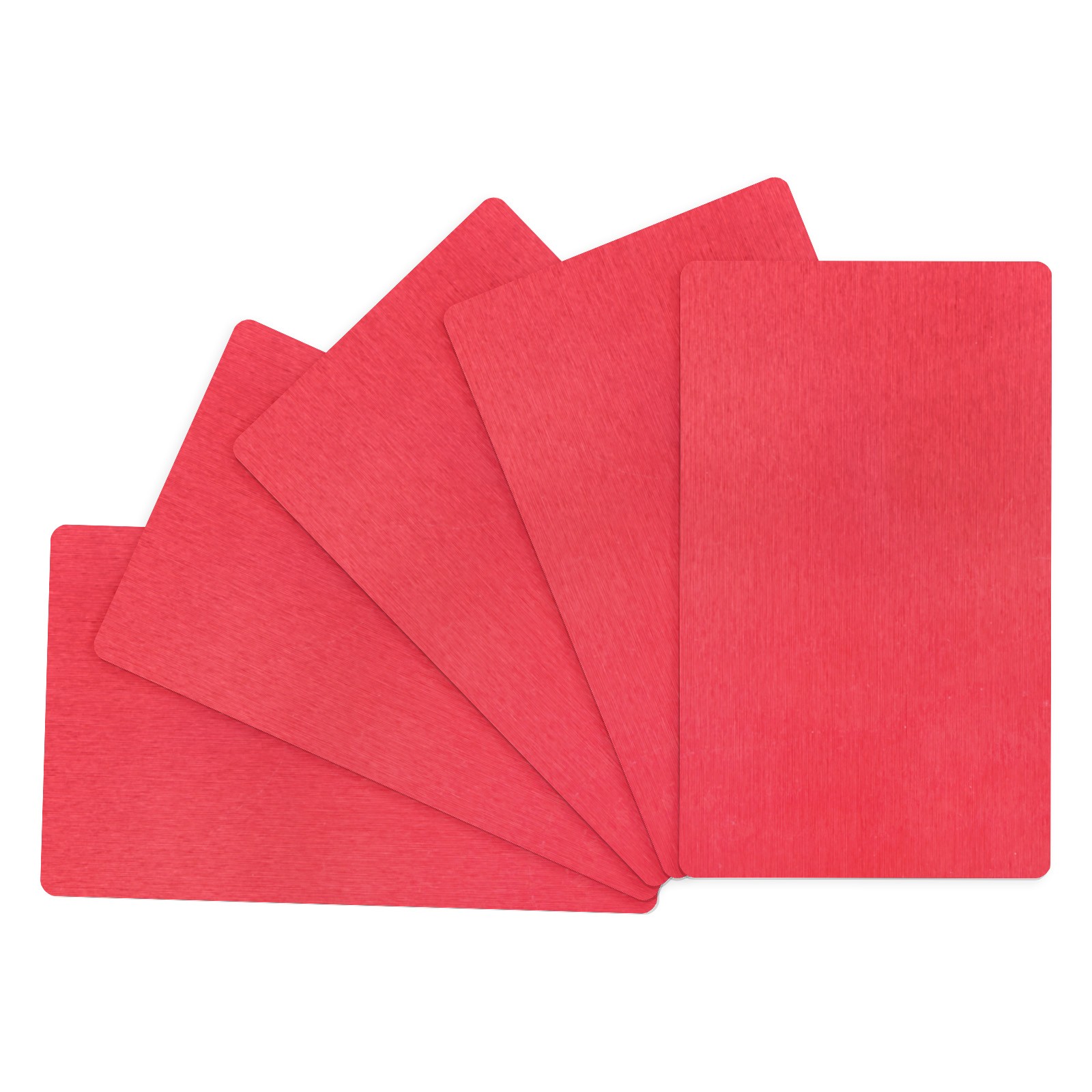 5-Pack Metal Business Card Blanks, 88x53x0.5mm Aluminum Red
