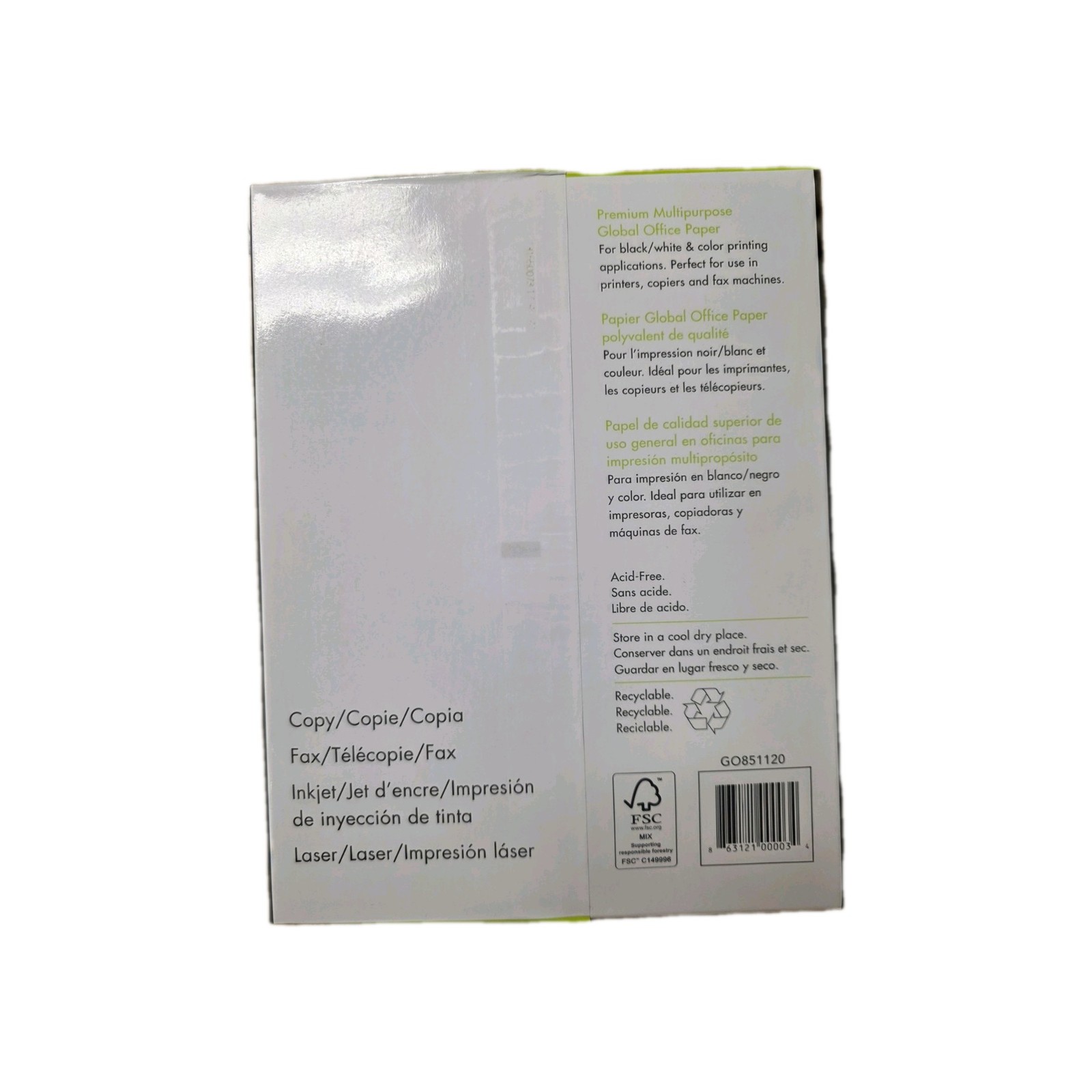Global Office Paper 8.5” x 11” | 20LB | 500 Sheets per ream.