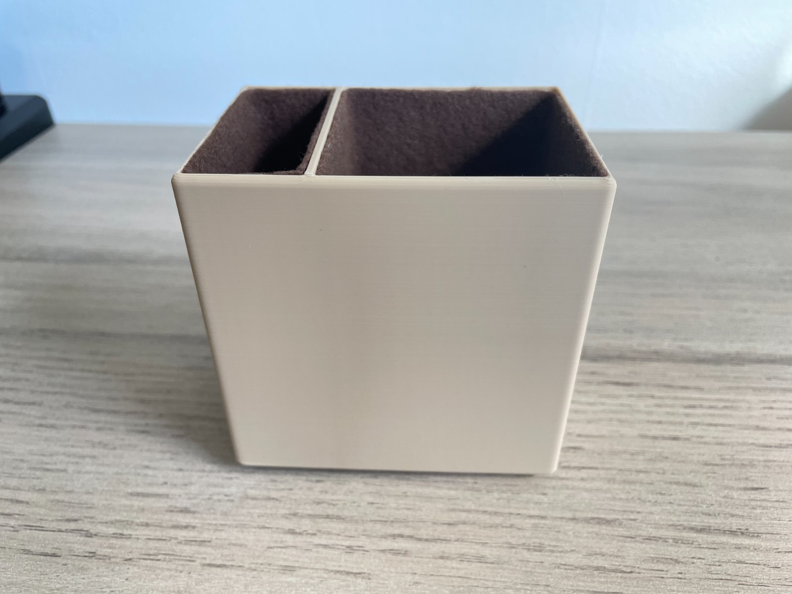 2 Compartment Large Pencil Holder Minimalist Desk Organizer (Read Desc) – Beige