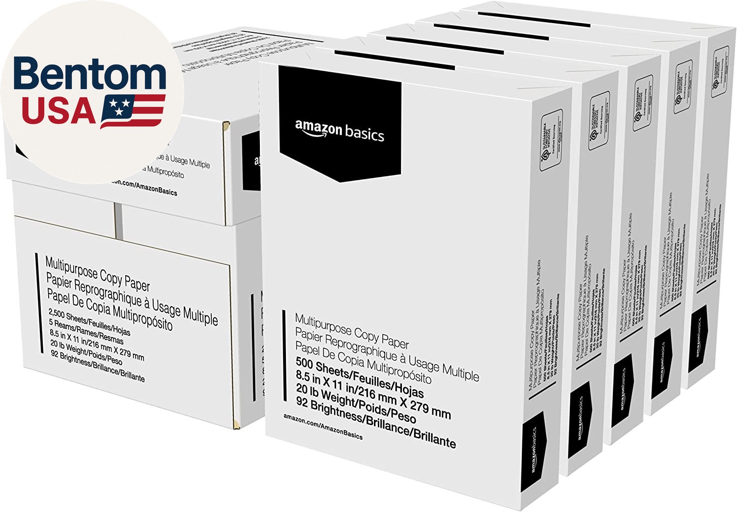 Multipurpose Copy Printer Paper, 20 Lb, 8.5 X 11 Inches, 5 Reams (2,500 Sheets),