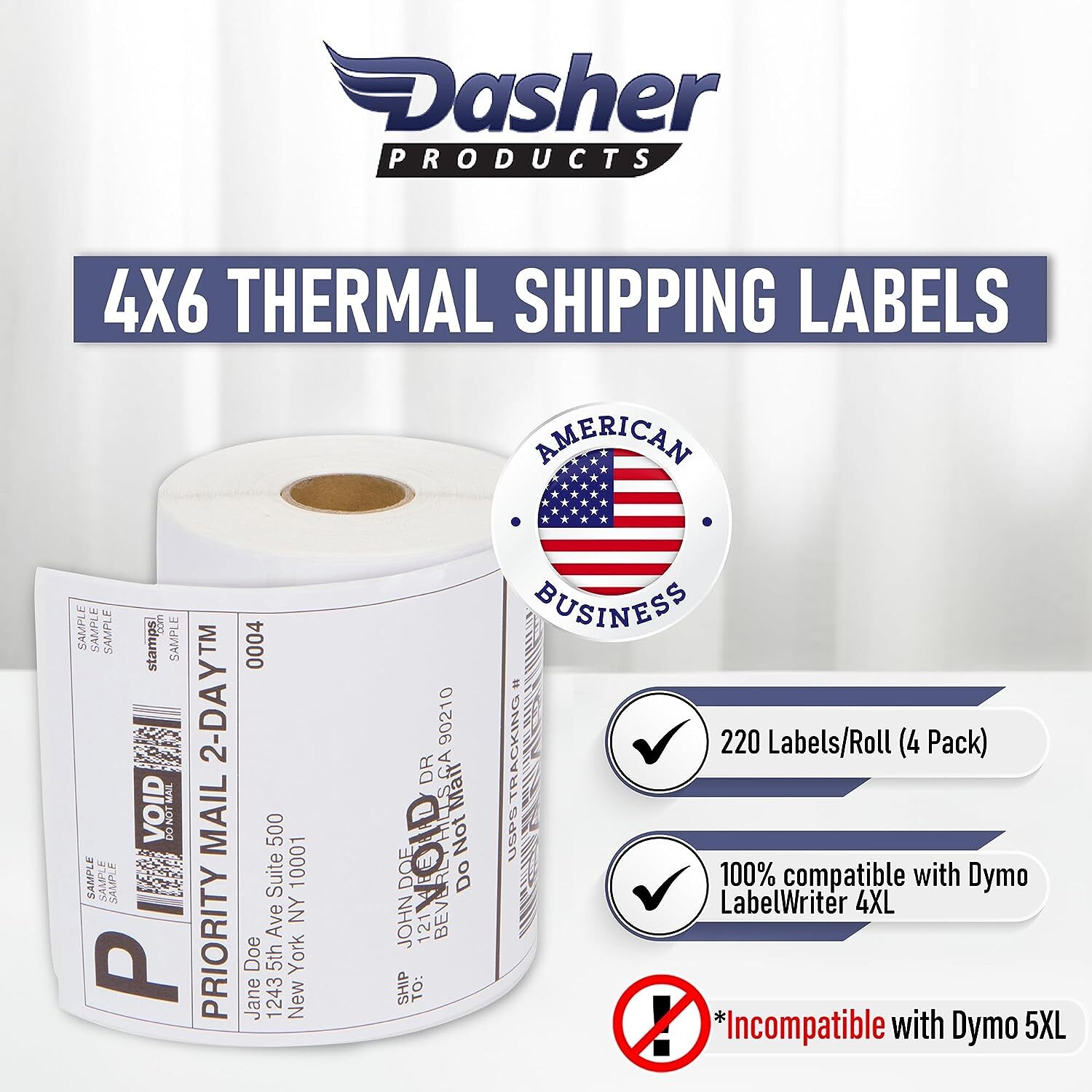 Rolls 220 Thermal Shipping Labels 4×6 Compatible 1744907 Dymo 4XL LabelWrite
