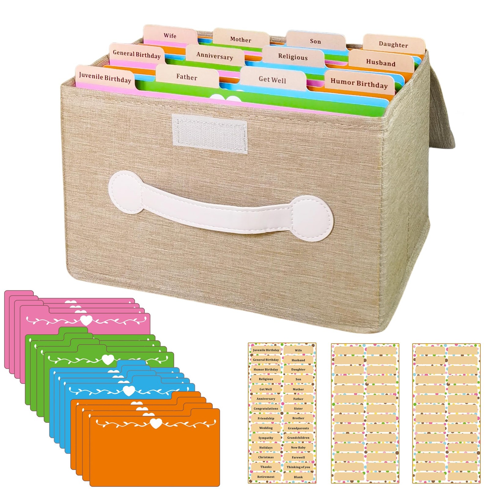 Greeting Card Organizer Storage Box With 16 Pcs Adjustable Dividers Storing 12