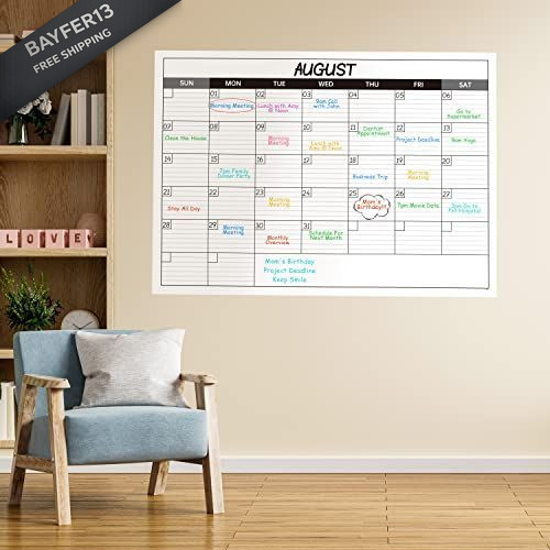 Large Dry Erase Calendar for Wall – Undated 1 Month Big 40″ x 30″