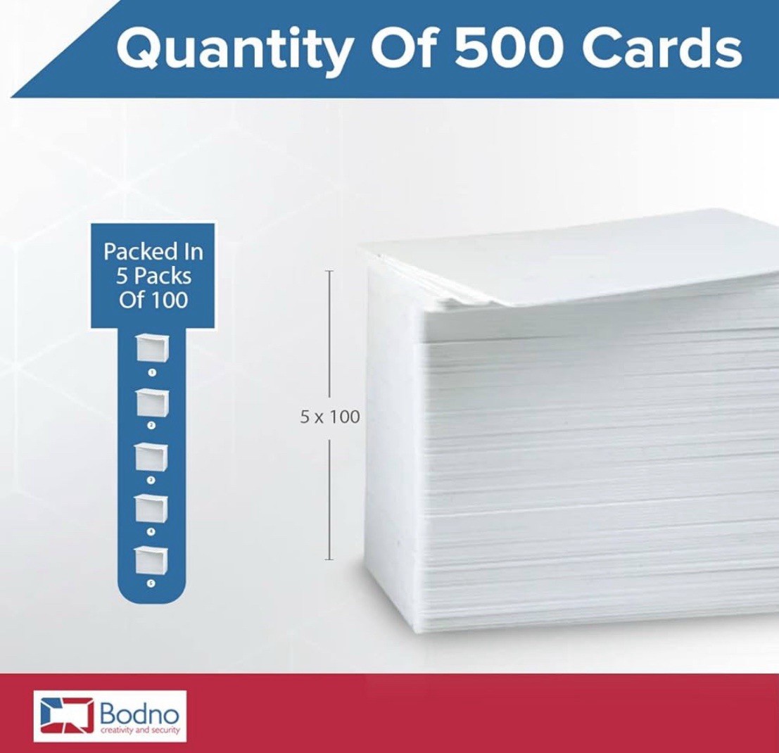 500 Pack Bodno Premium CR80 30 Mil Graphic Quality PVC Cards Photo ID Free Ship
