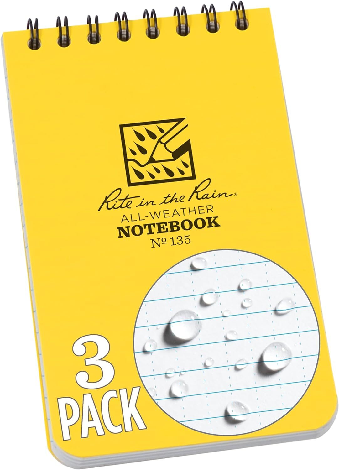Weatherproof EMS Notebook, 3″ x 5″, Yellow Cover, Vital Stats Pages, 3 Pack (…