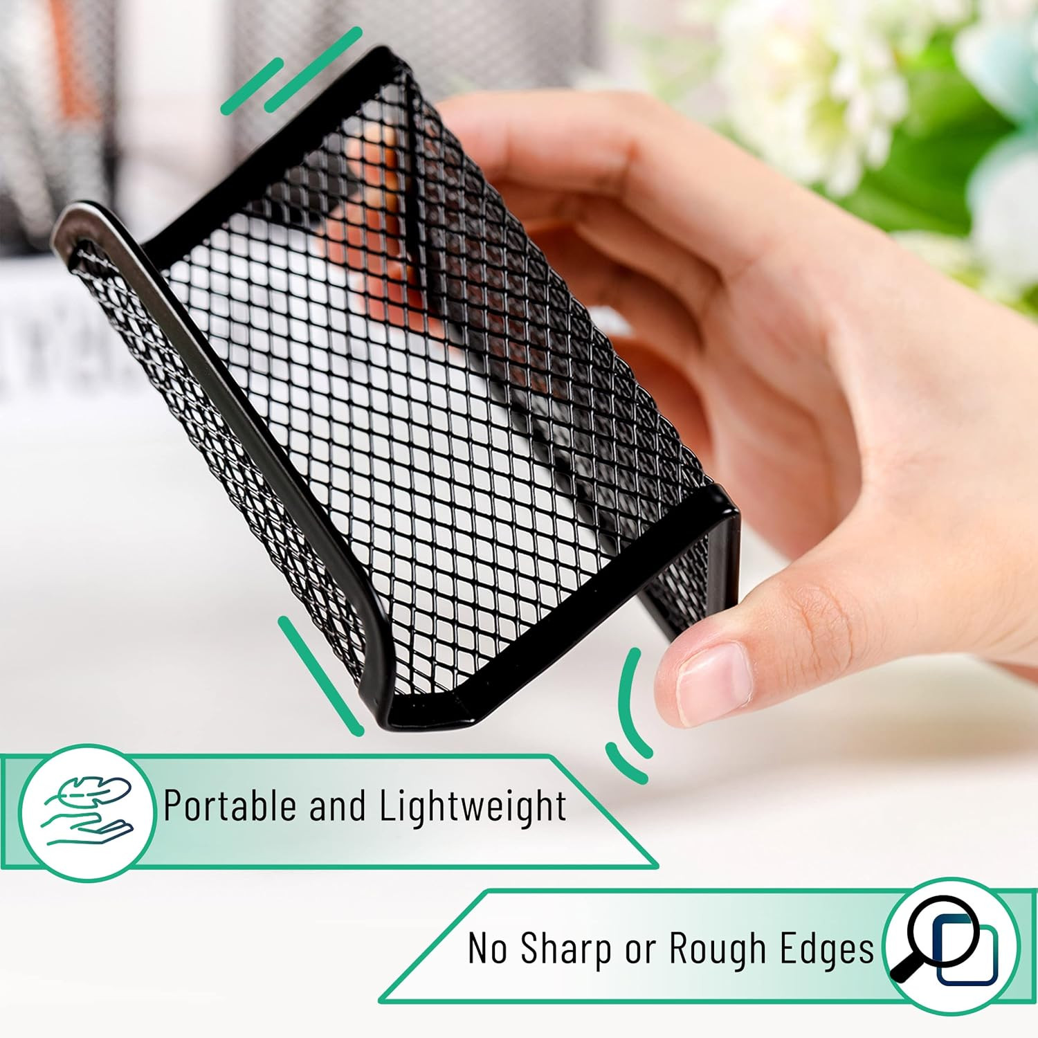 3pc Metal Mesh, Card Holder for Desk Business Cards, Desk Card Holder for Office