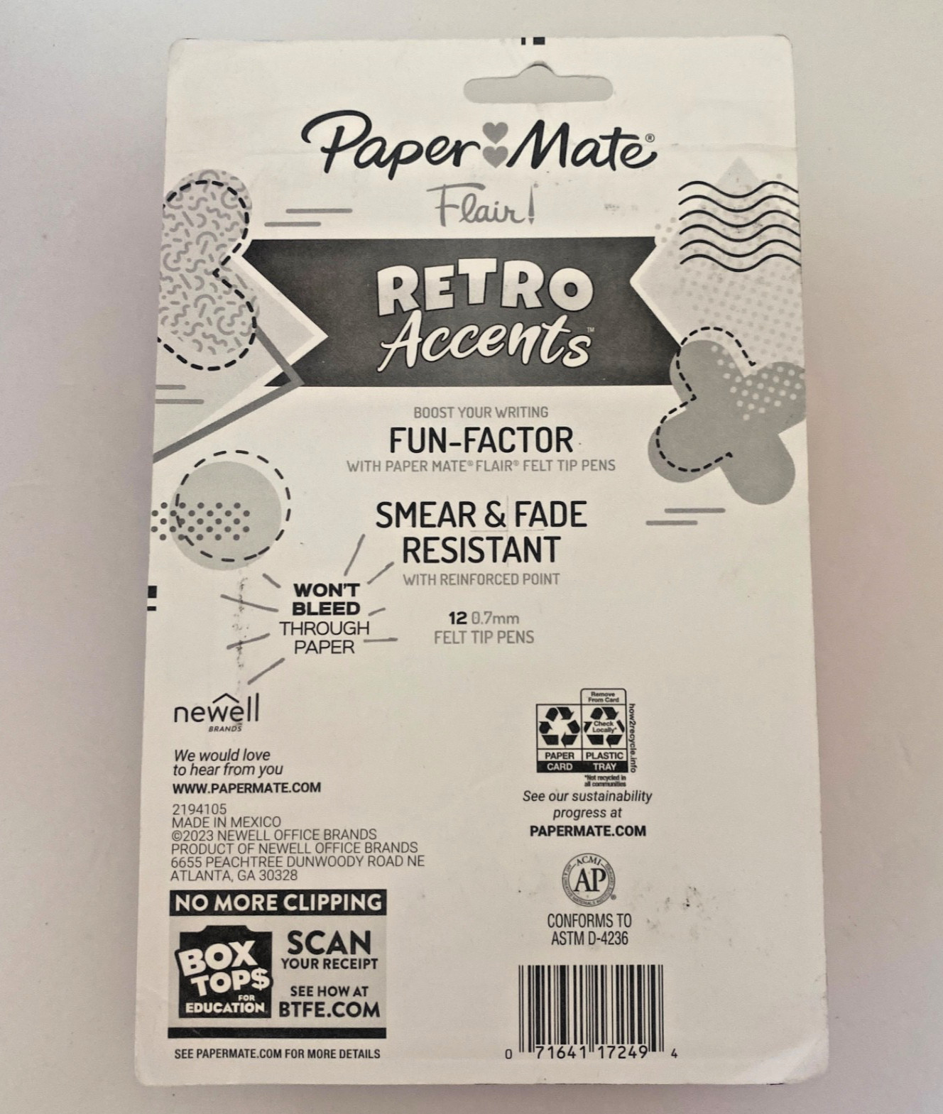 Paper Mate Flair Felt Tip Pens Medium 0.7mm Assorted Retro 12 Count