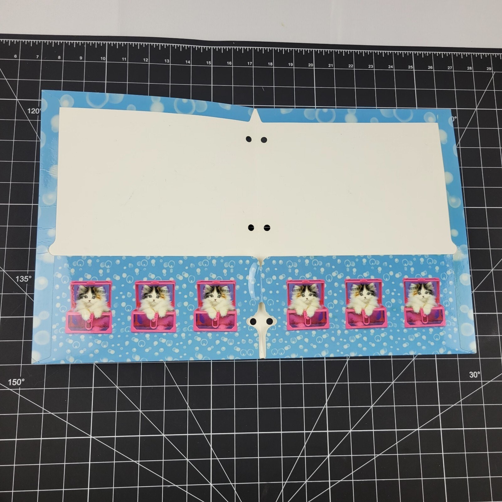 Vtg Pocket Folder Keith Kimberlin Kitty Cat Fluffy Kitten Pink Box 3 Ring 2004