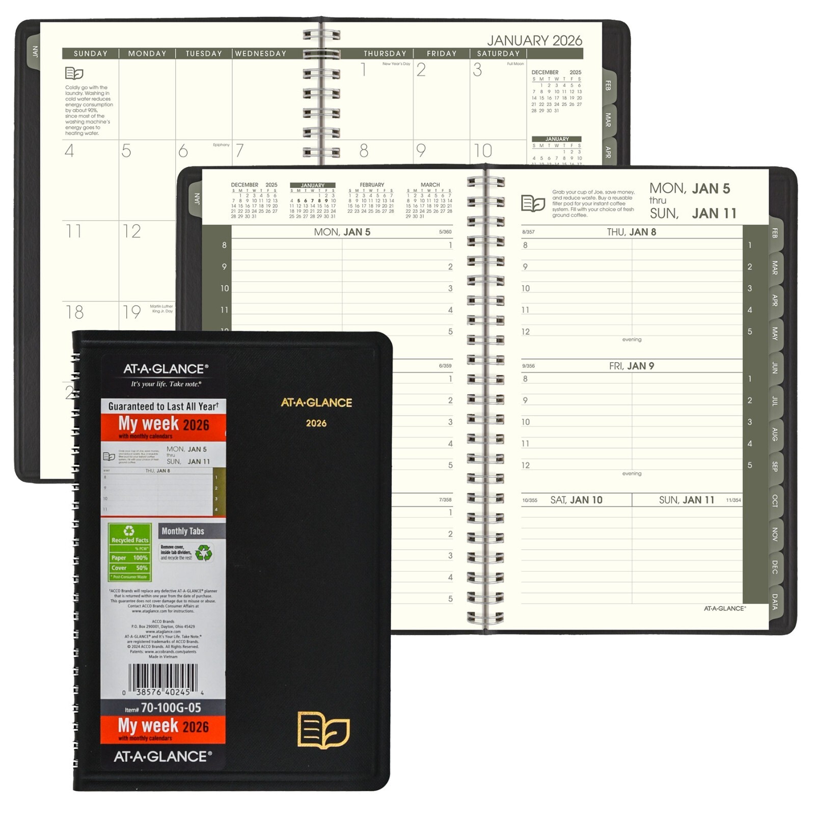 2026 At-A-Glance 70-100G Weekly Monthly Appointment Book, 5 x 8″