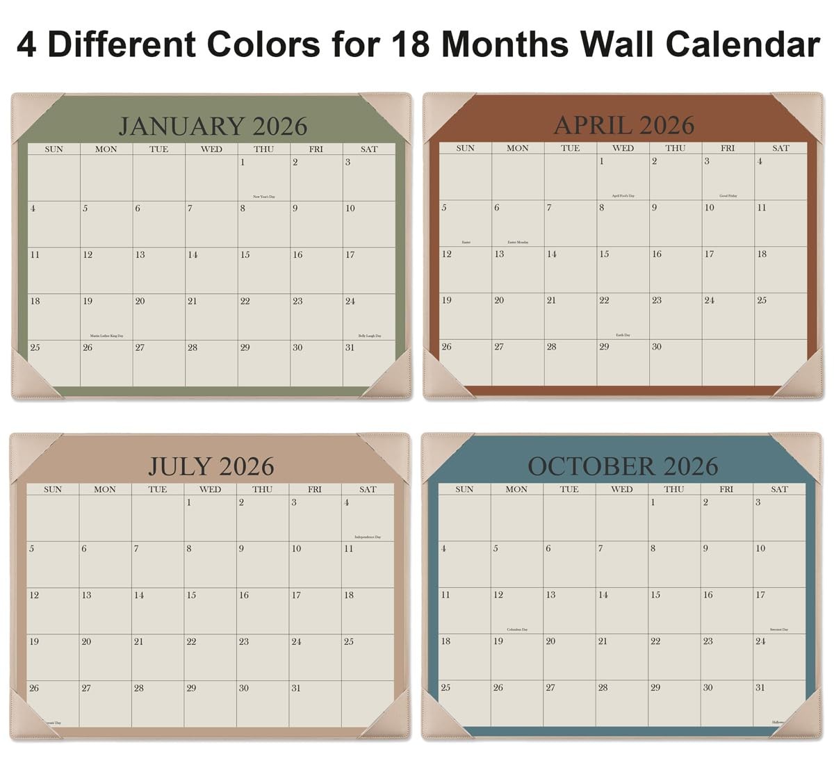 Desk Calendar 2026 with Desktop Mat, 18 Month Small 8.5″ x 11″, Beige
