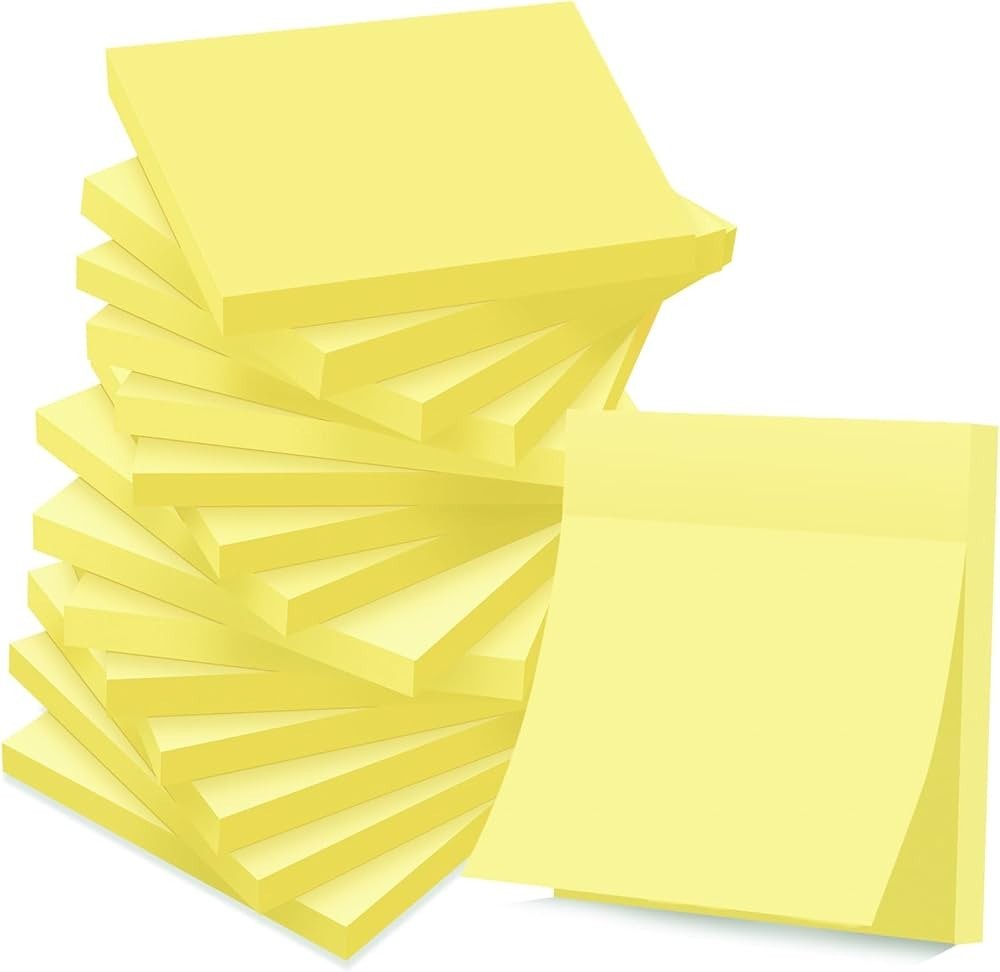 2x (16 Pack) Sticky Notes 3×3 in Yellow, Sticky Pads, Recyclable NEW