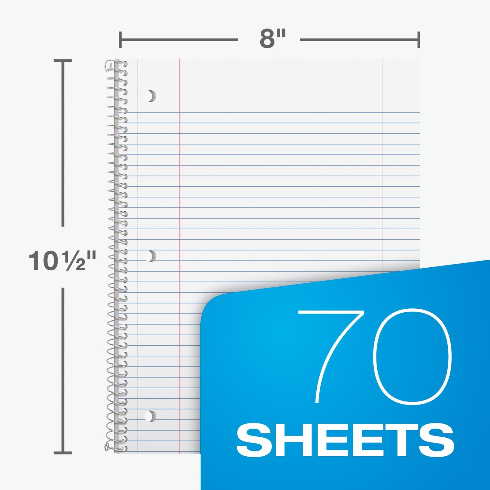 Oxford Spiral Notebook College Ruled 8×10.5 Pastel Colors 70 Sheets 6 Pack