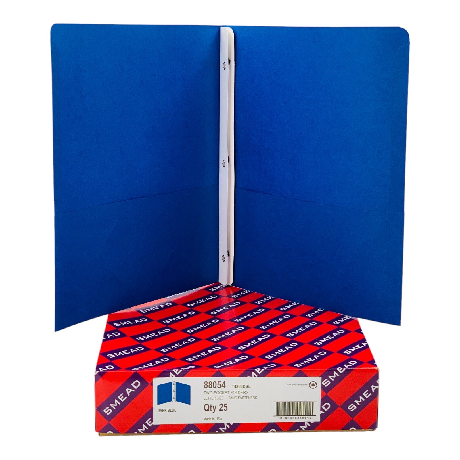 25 Smead Pocket Folders Dark Blue Letter Size 2-Pocket Folder w/ Tang Fasteners