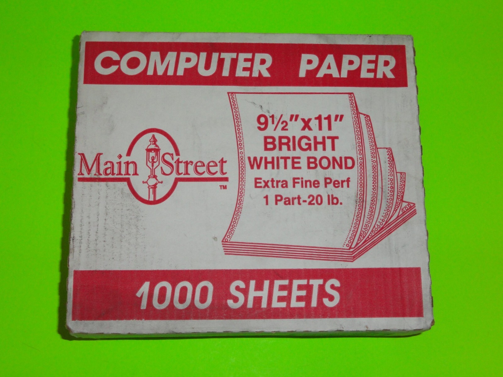Bright White Bond 9 1/2”x11” 1000 Office 1 Part Continuous Computer Paper 20lb