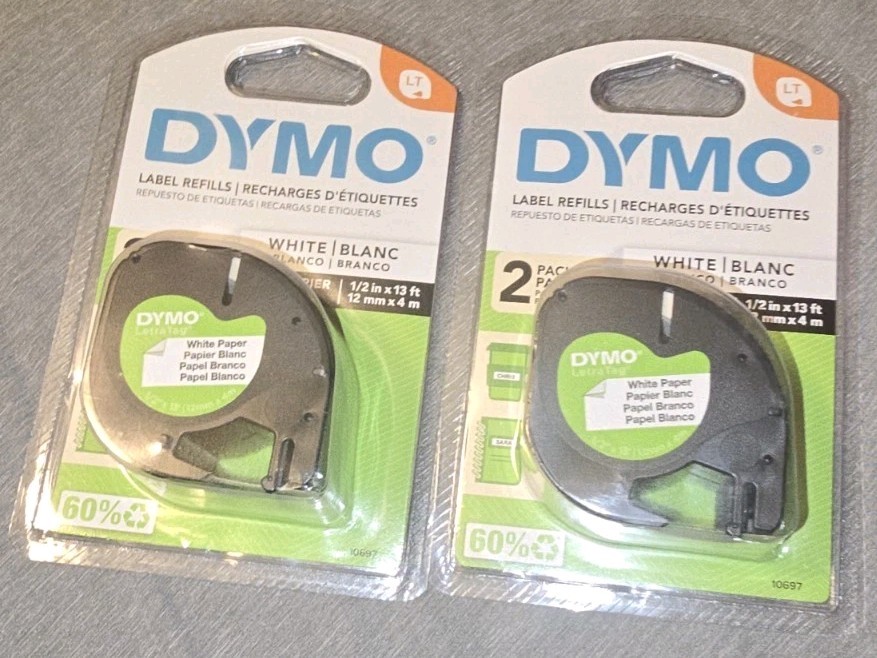 Lot Of 2 DYMO 10697 Letratag White Paper Label Tape (dym10697) Brand New