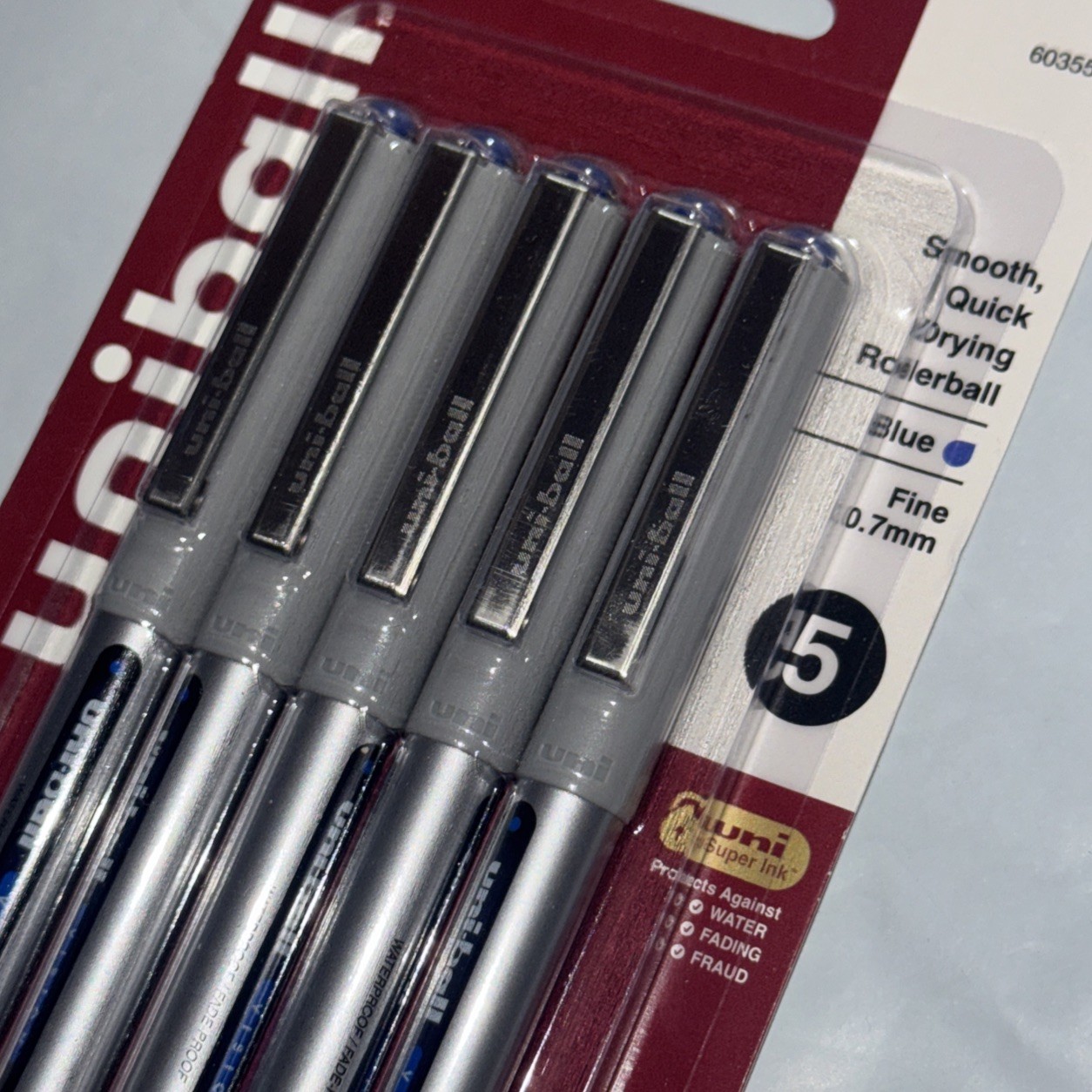 uni-ball Vision Rollerball Pens Fine Point 0.7mm Blue Ink – 5-Pack – Brand New!