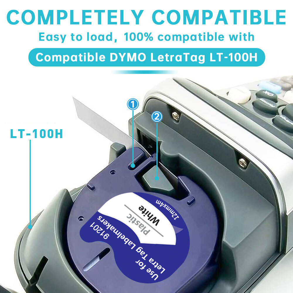 Label Tape 12mm Refills for DYMO LetraTag LT-100T 100H QX50 16952 91330 91331