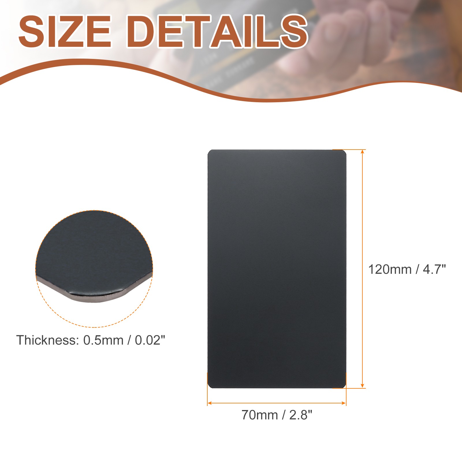 5pcs Metal Business Cards Blanks 4.7×2.8×0.02 Inch Titanium Laser Engrave Black