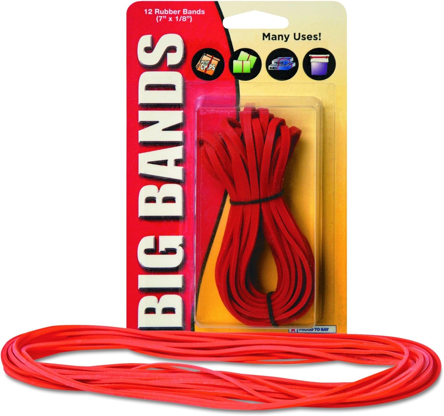 Alliance Rubber Big Rubber Bands 12 Pack 7-Inch X 1/8-Inch Red 00700