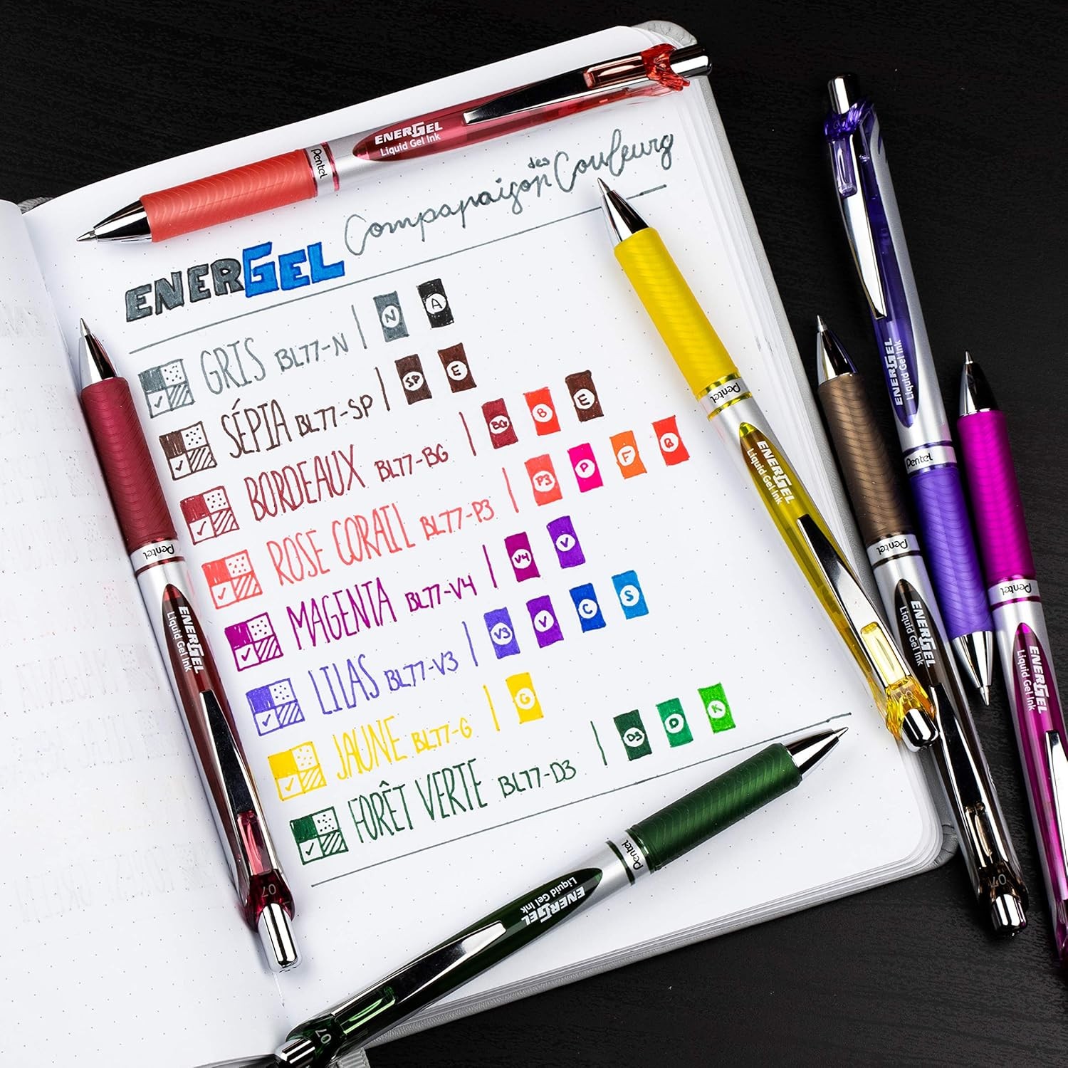 Pentel EnerGel RTX Retractable Gel Ink Pen 0.7mm Medium Magenta