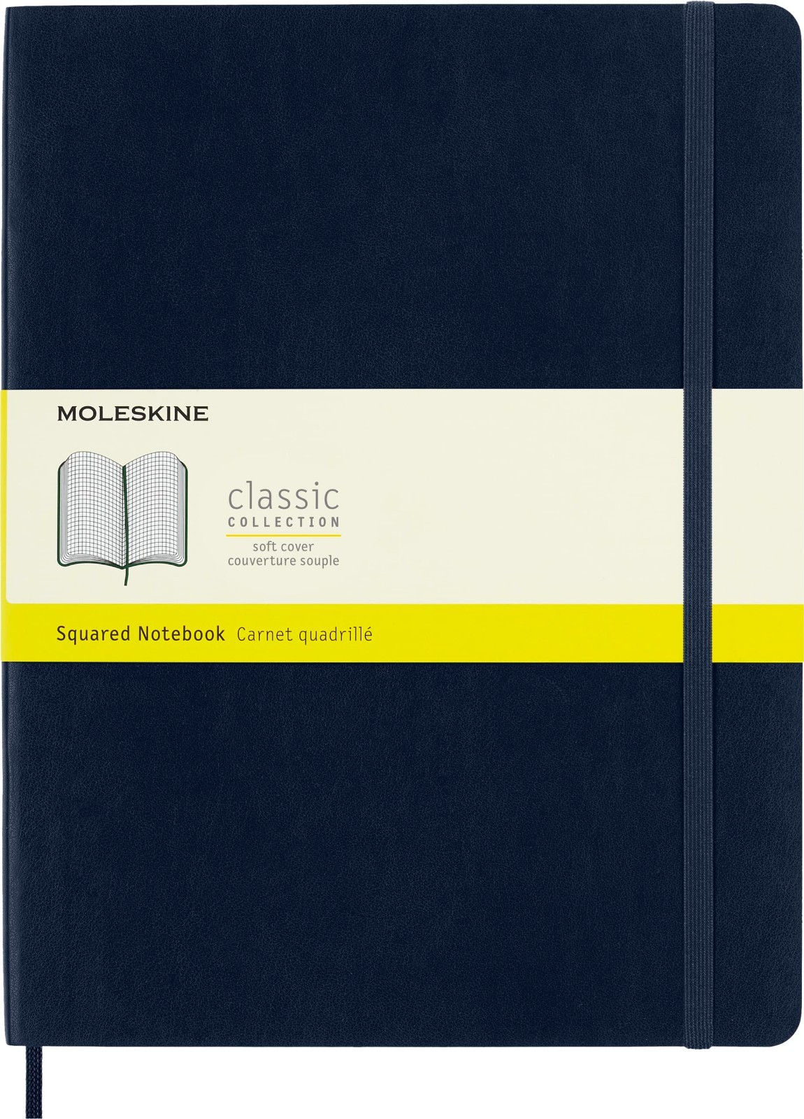 Moleskine Soft Cover Squared Notebook Extra Large (7.5 X 9.75) Blue, 1 or 2 pack
