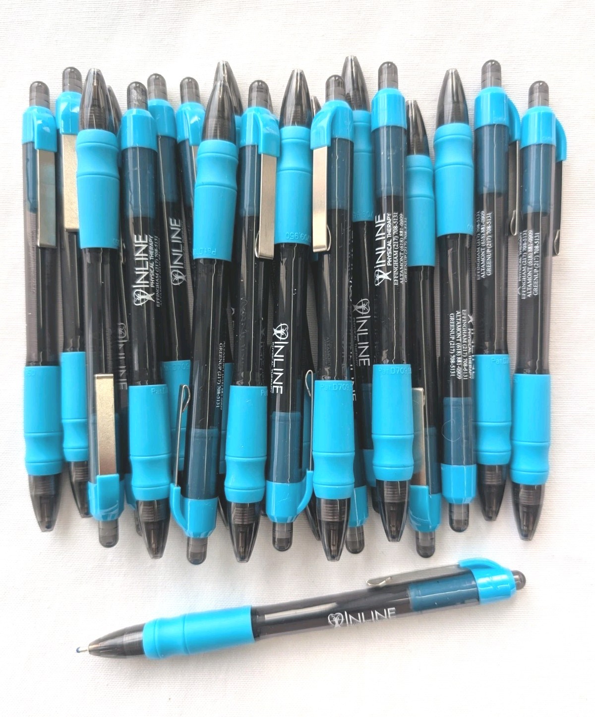 20 Misprint Click Pens MAXGLIDE Hub Pen Lot SKY BLUE Thick Rubber Grip BLUE INK