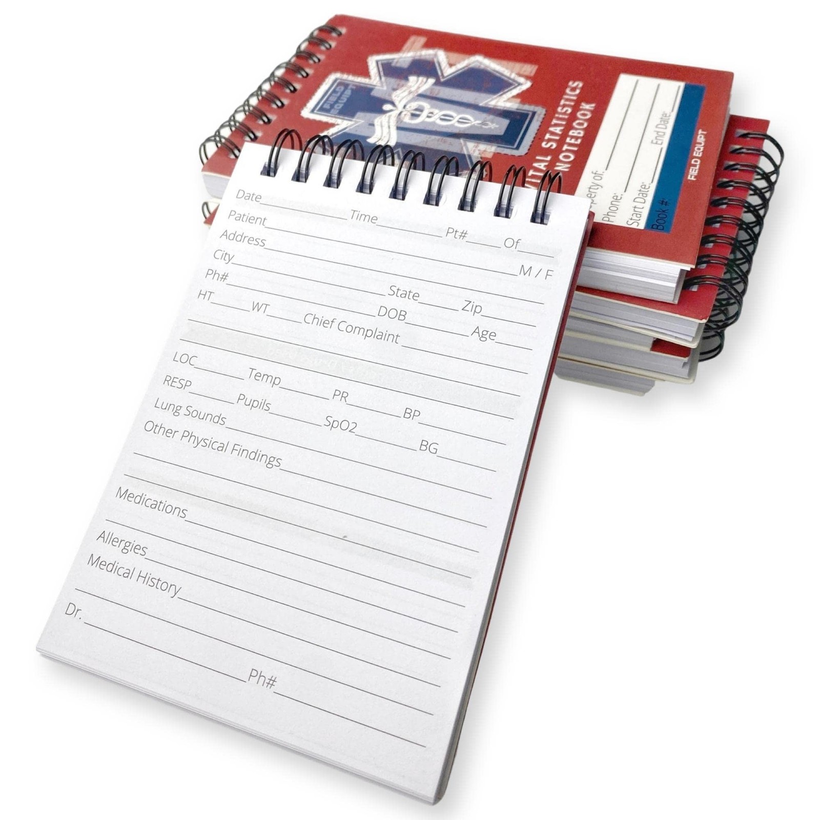 Field Equipt EMT Vital Statistics Notepad – 6 Pack Vitals Notebook For Red