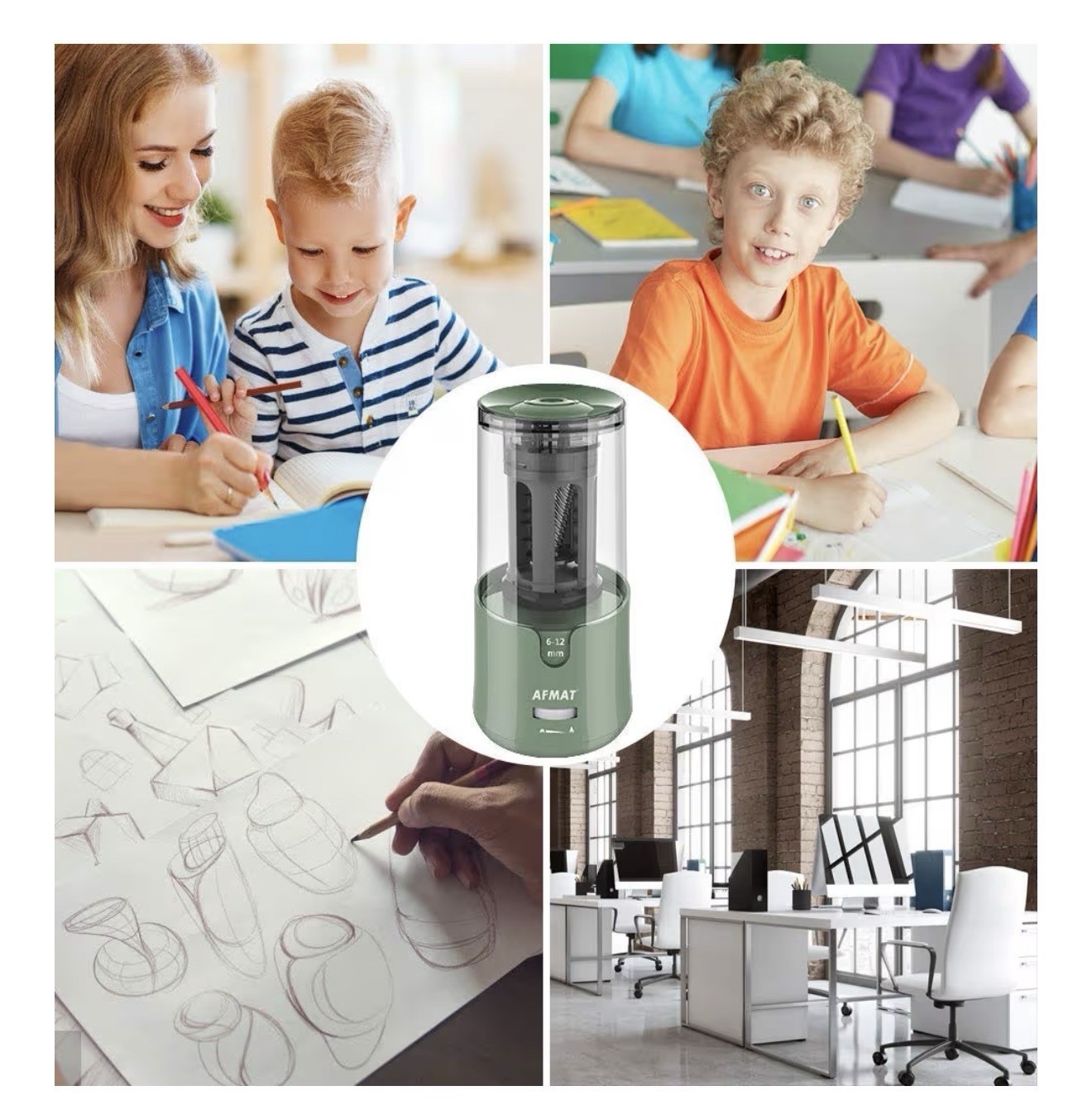AFMAT Electric Pencil Sharpener, Auto Stop, Super Sharp & Fast, Electric Pencil