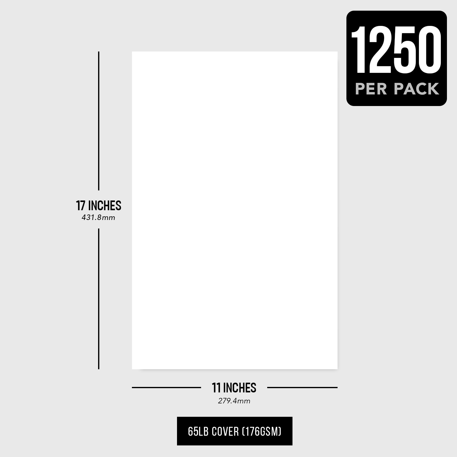 11 x 17″ Cougar White Cardstock Paper, 65lb Cover (176gsm), 1250 Sheets