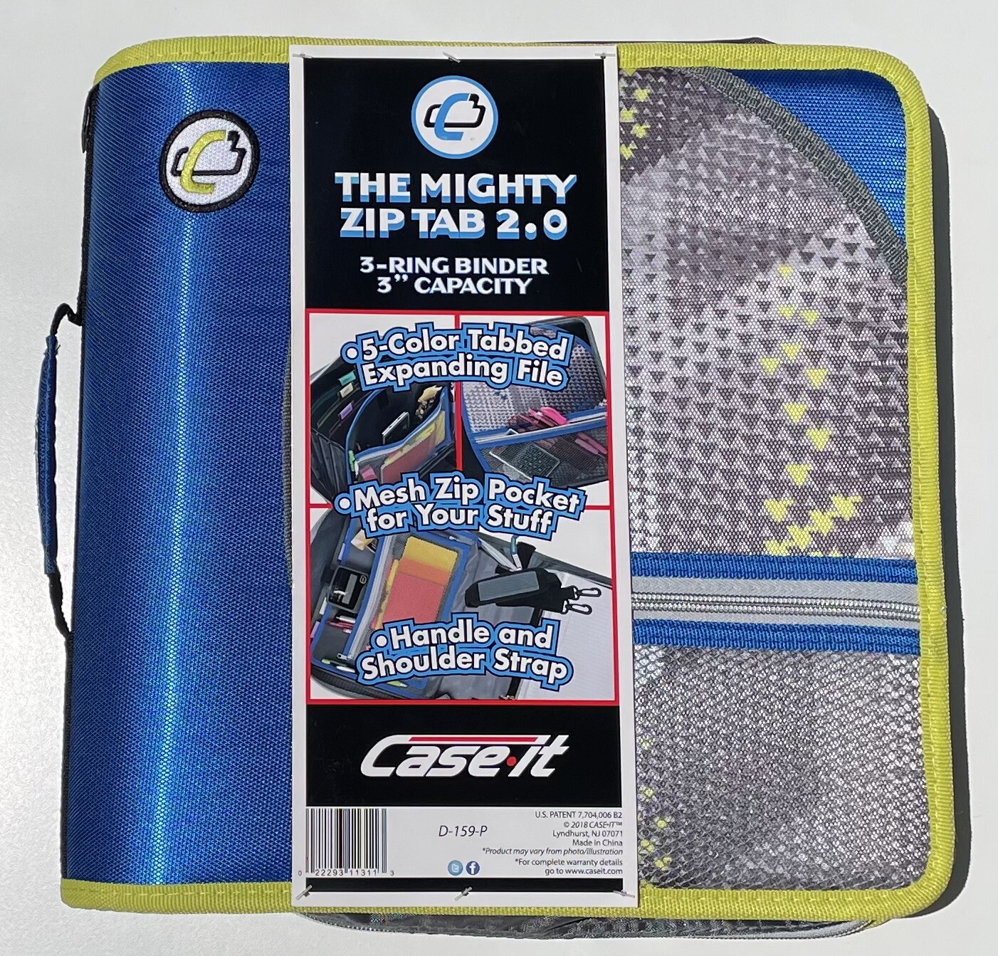 Case it The Mighty Zip Tab 2.0 Binder 3-Ring 3″ Capacity with Shoulder Strap