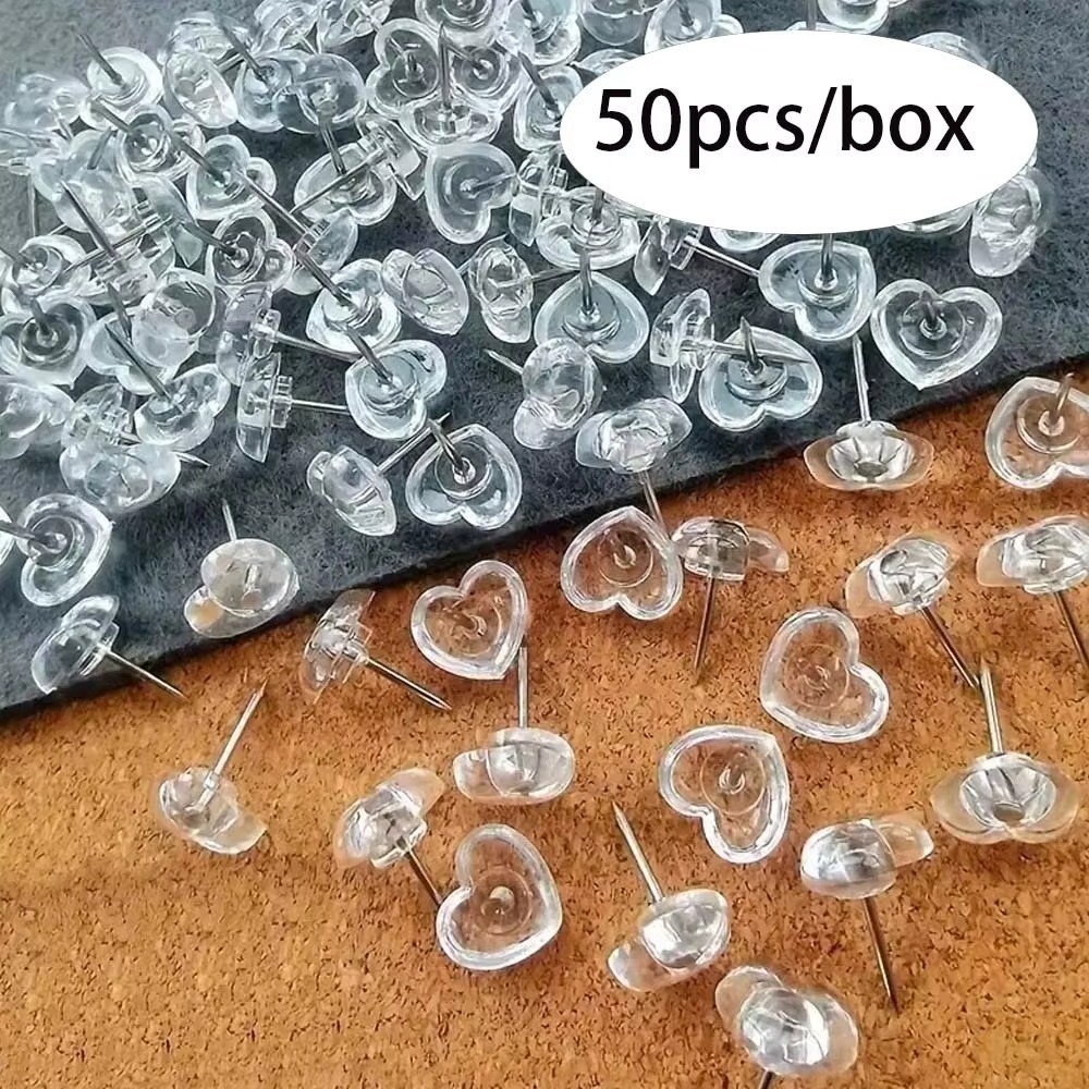 100PCS Standard Thumb Tacks Large Clear Push Pins for Board Steel Point Pins US