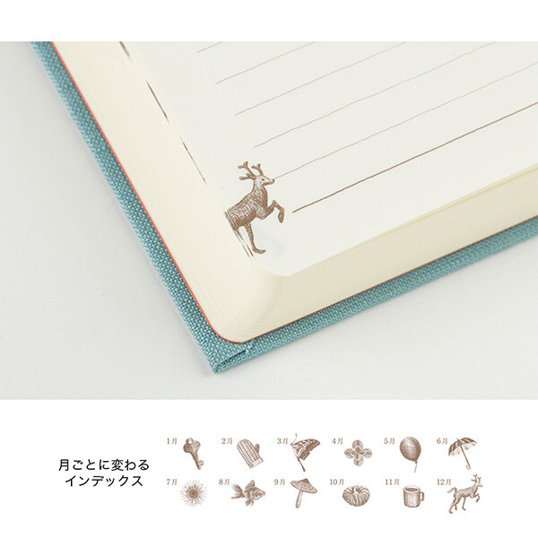 Midori Diary Journal Notebook 3 Years in a Row Door Light Blue Cover Red Case