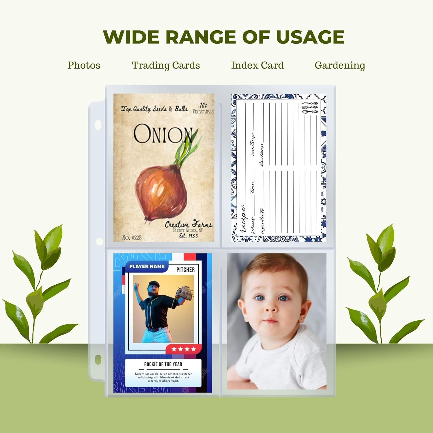 200 Pockets Seed Storage Organizer Sleeves (3.5″ x 5.25″) – top Loading 4 Pocket