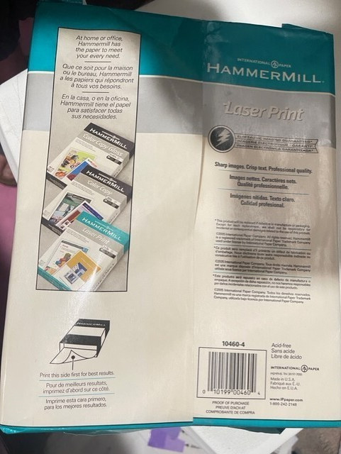 Hammermill 104604 24 lbs. 8.5″ x 11″ Print Paper – 96 Bright White (450/RM)S6